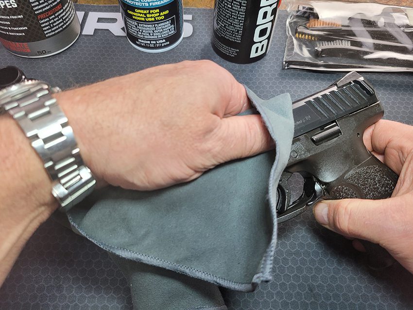 Wiping down VP9 with silicone cloth