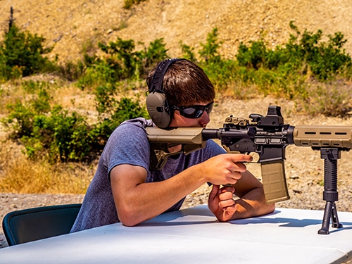 Shooting AR-15 with ear protection